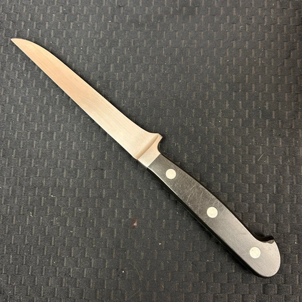 Vintage Full Tang‎ Boning Knife 5 inch Stainless Steel Triple Rivet Black Handle